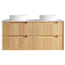 Byron Fluted 1200mm Woodland Oak Wall Hung Double Vanity with Countertop